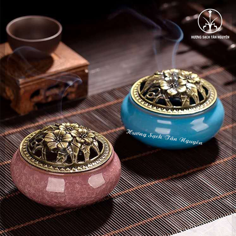 Lư đốt trầm Tân Nguyên, lư xông, lư hương đốt trầm, lư xông bằng gốm nhiều mẫu mã, giá rẻ, TẶNG tấm lót chống nóng lư
