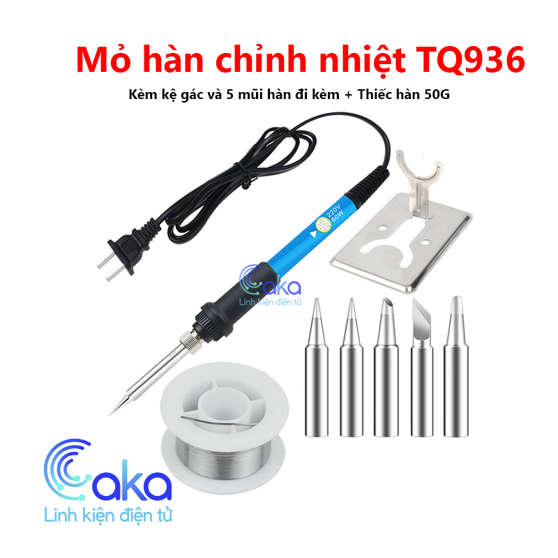 Combo tay hàn chỉnh nhiệt độ tq936 5 mũi hàn kèm thiếc hàn 50g sn63pb37