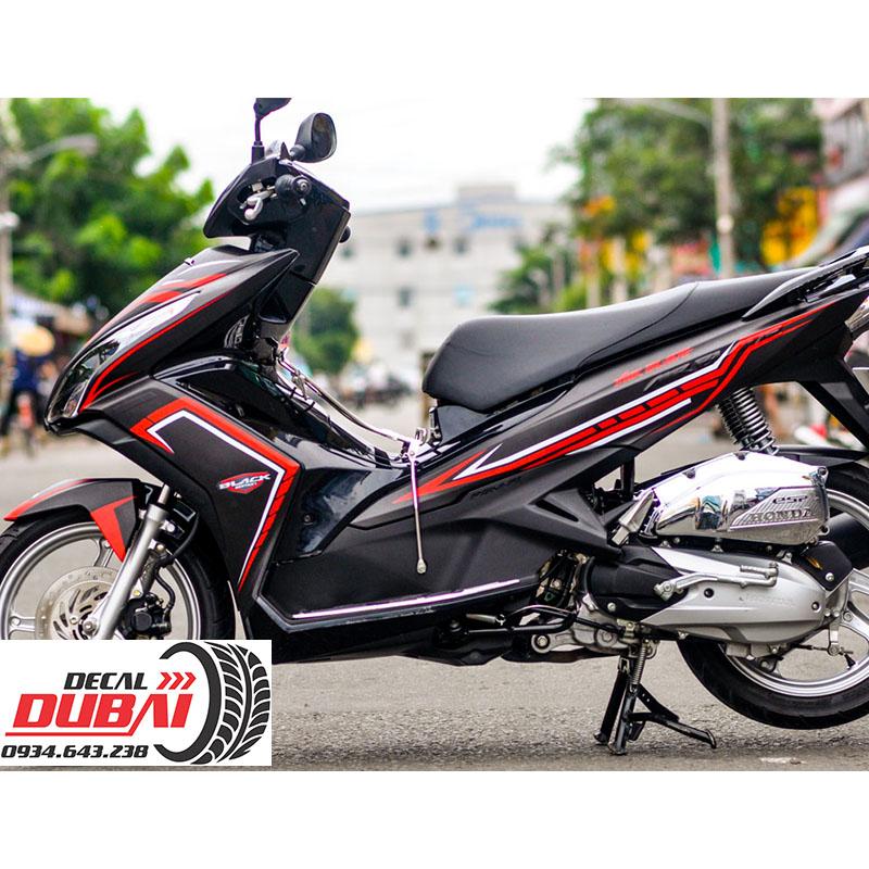 Tem Trùm Airblade Đen Viền Đỏ NHám