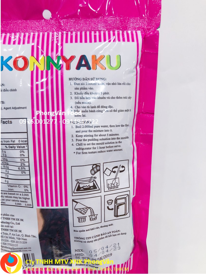 Pv0447 bột rau câu pha sẵn konnyaku 560gr phong vân food