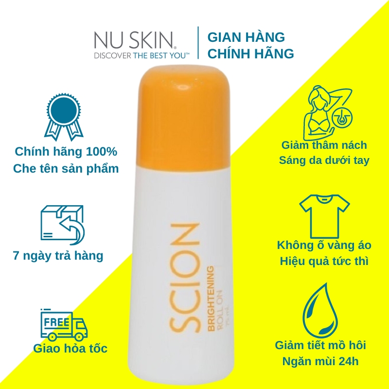 Lăn khử mùi Scion Nuskin ngăn mùi hôi nách không làm ố quần áo, làm sáng vùng da dưới cánh tay, khô thoáng tức thì, hương thơm nhẹ dịu