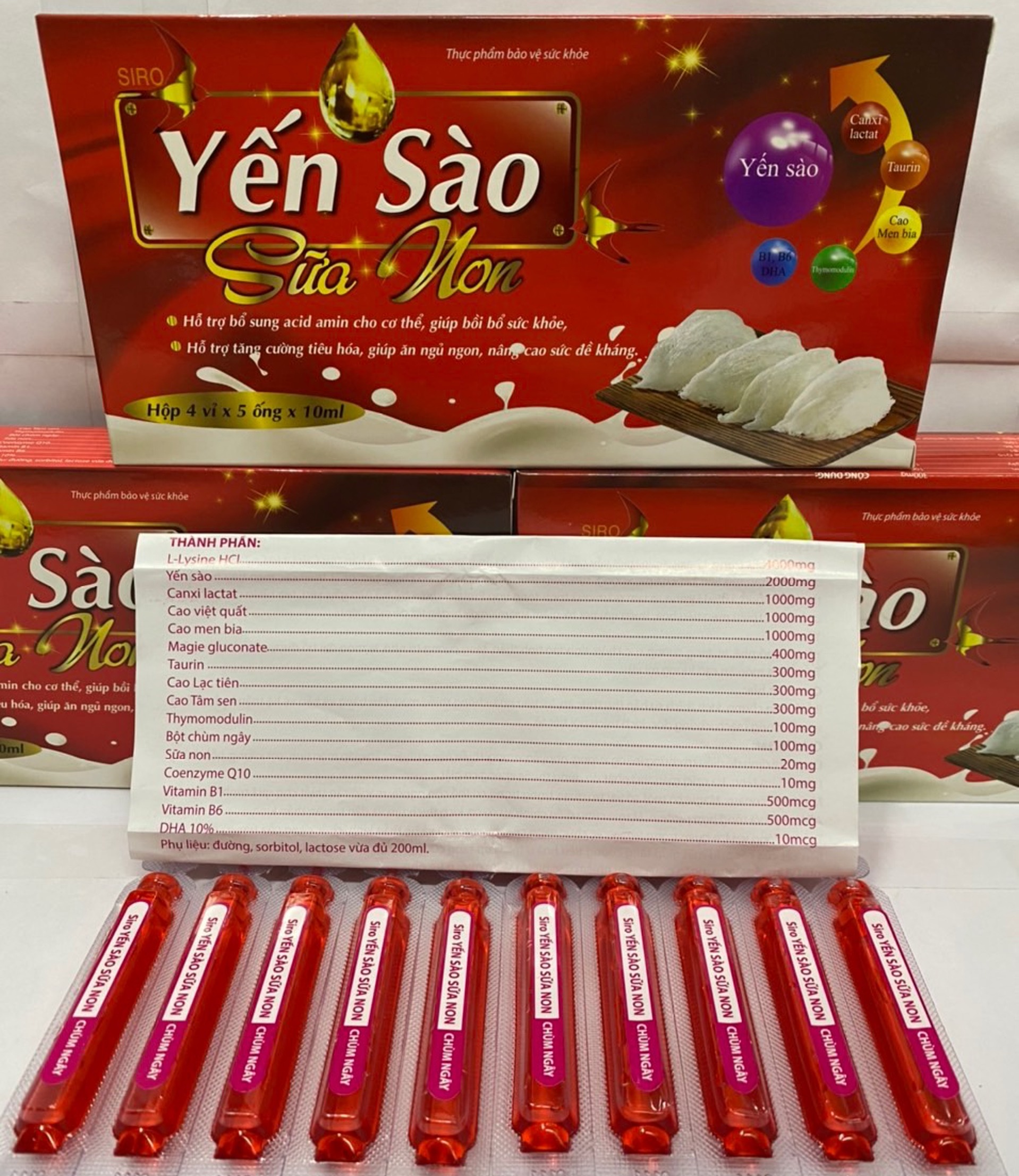 Yến sào sữa non Bổ sung vitamin và các dưỡng chất cho cơ thể,kích thích tiêu hóa,giúp ăn ngon,tăng cường sức đề kháng hộp 20 ống Sản phẩm có nguồn gốc xuất xứ rõ ràng. Dễ dàng sử dụng. Đảm bảo chất lượng