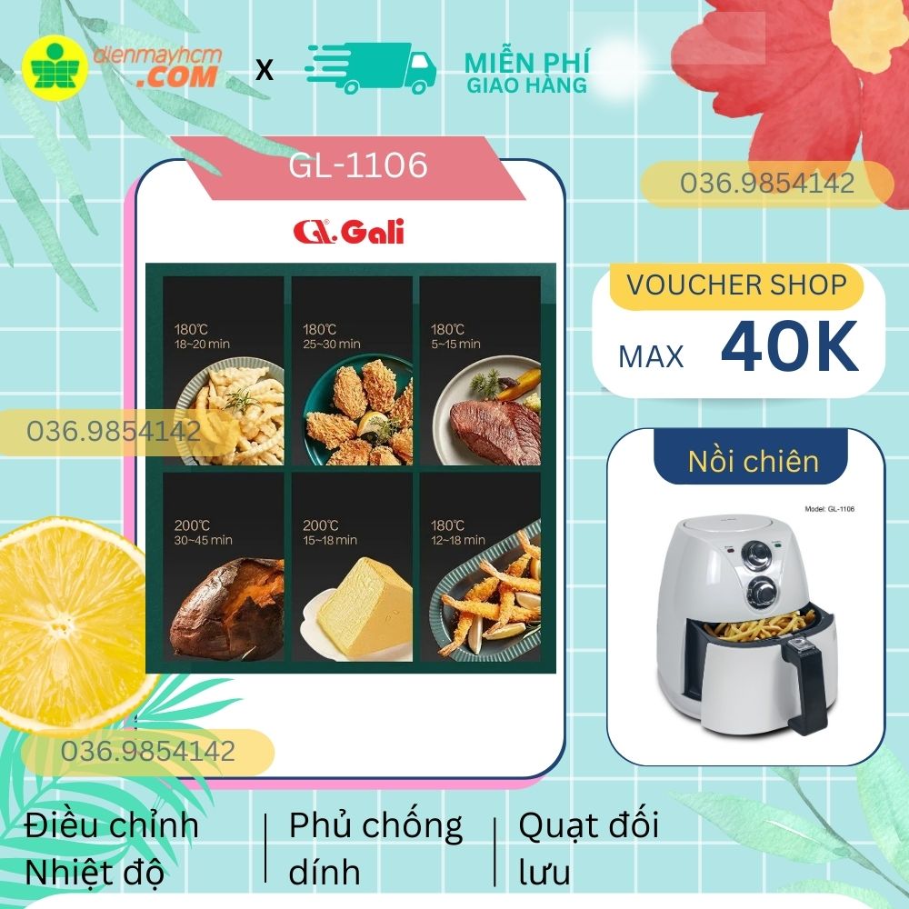 Nồi chiên không dầu gali mã sp gl-1106 1500w 3.5l nhập khẩu bảo hành chính hãng tem cr chứng nhận chất lượng hàng hóa nhập khẩu