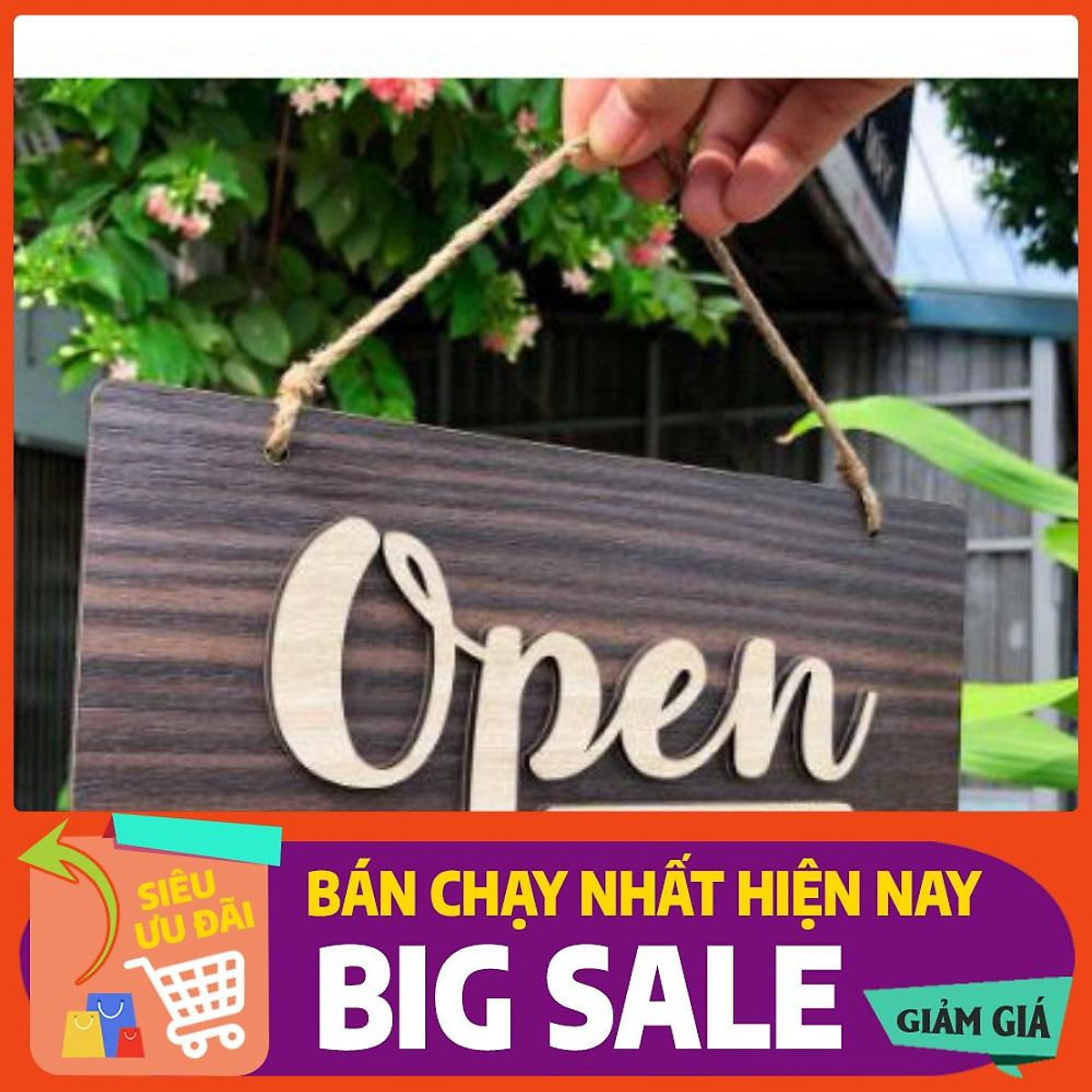 Bảng treo open - closed bằng gỗ chữ nổi