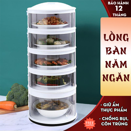 Lồng Bàn 5 Tầng Tiện Dụng - Lồng Bàn Giữ Nhiệt Thực Phẩm - Hộp Đựng Đồ Ăn Chống Bụi , Côn Trùng - Lồng bàn nhiều tầng - Hộp Bảo Quản Thực Phẩm