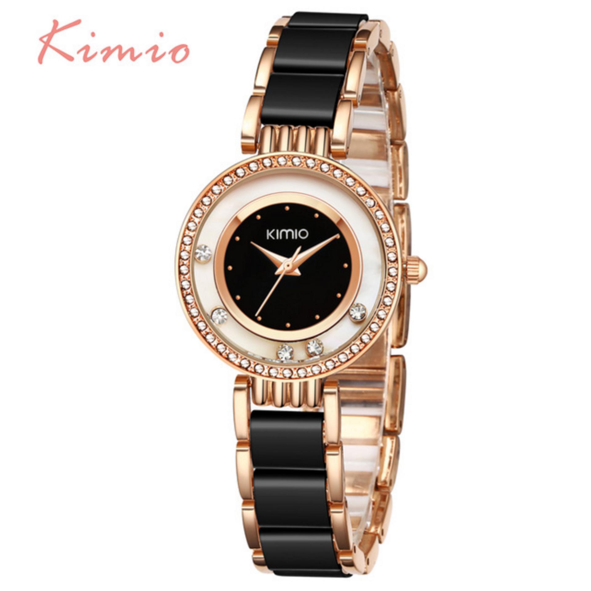 Đồng hồ nữ dây thép không gỉ Kimio dây gốm ZE34
