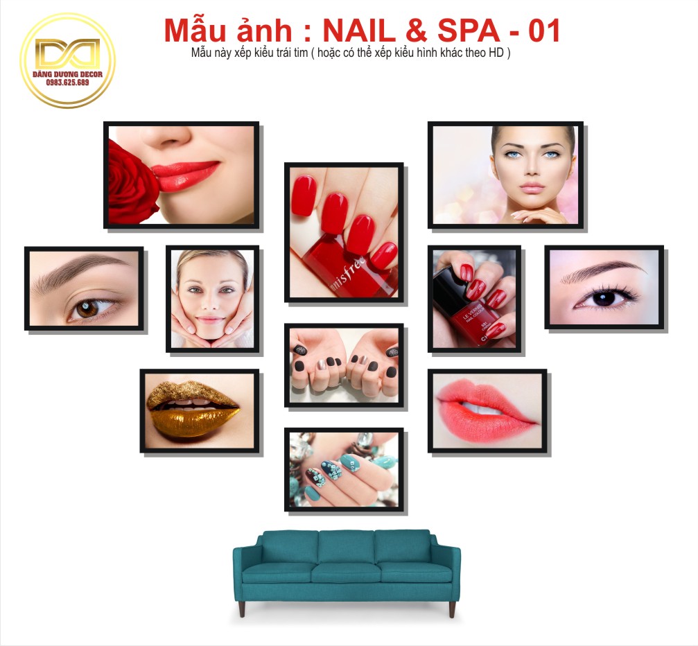 Bộ 11 tranh spa nail trang trí- đẹp, dễ lắp đặt