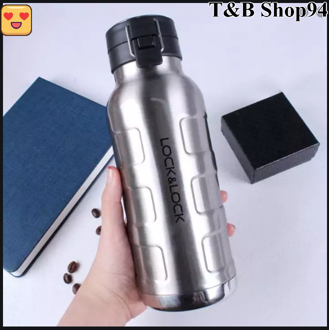 Bình giữ nhiệt lock&lock LHC4142SLV - Bình giữ nhiệt bằng thép không gỉ Lock&Lock Bumper Bottle 650ml, chất liệu thép không gỉ 304, giữ nhiệt tốt - Màu bạc. Hàng chính hãng