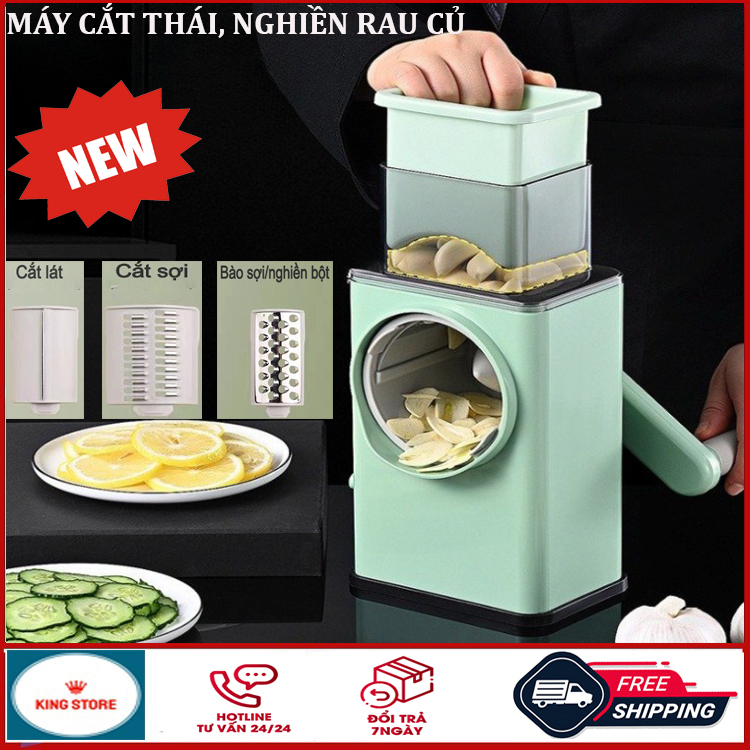 Máy thái rau củ quả đa năng, dụng cụ thái rau củ quả đa năng 4 in 1, máy bào rau củ quả, máy bào sợi rau củ quả, máy cắt lát thực phẩm cầm tay, máy xay tỏi ớt, bộ nạo cắt gọt rau củ đa năng