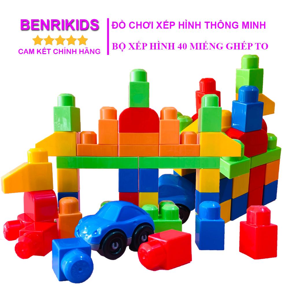 Đồ Chơi Xếp Hình Thông Minh 40 Miếng Ghép To Kèm Ô Tô Con Chuyển Động Vijago Cho Bé Từ 18 Tháng Tuổi Khơi Nguồn Sáng Tạo, Đồ Chơi Nhựa An Toàn Việt Nhật