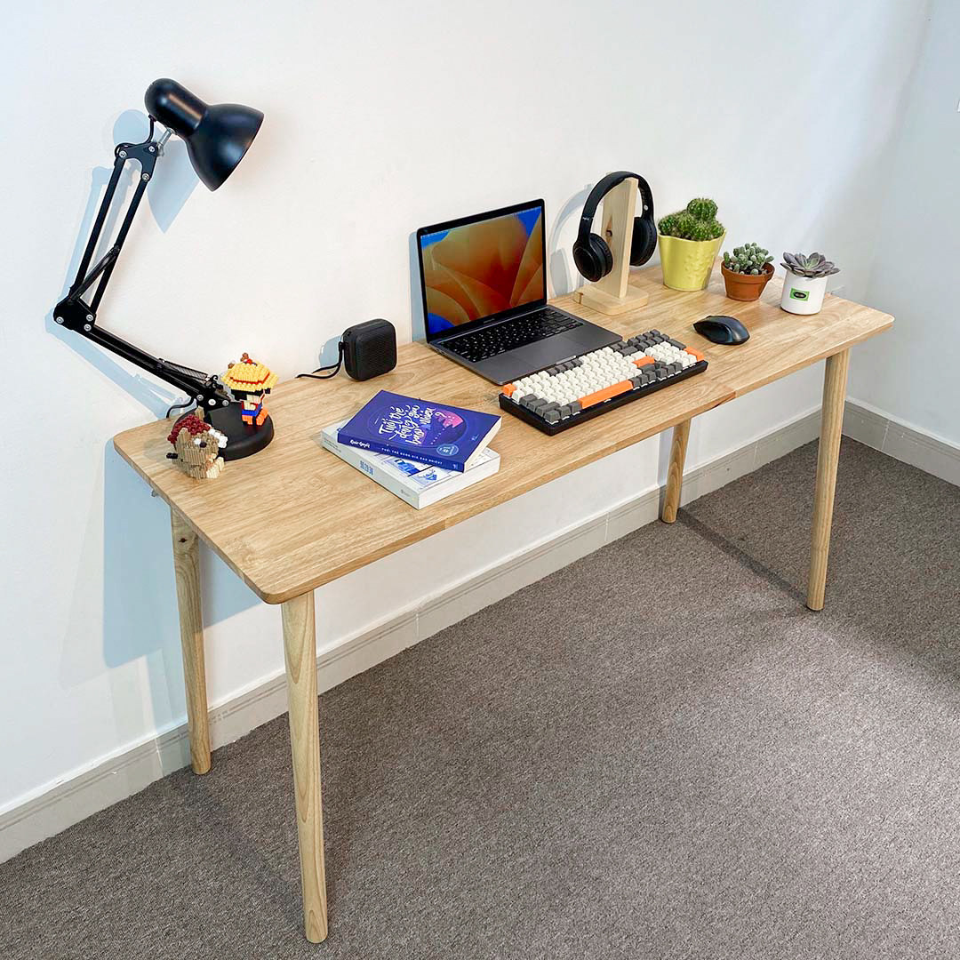 Bàn làm việc gỗ tự nhiên dài 1m4 - bàn dìm 1m4 deskaholic