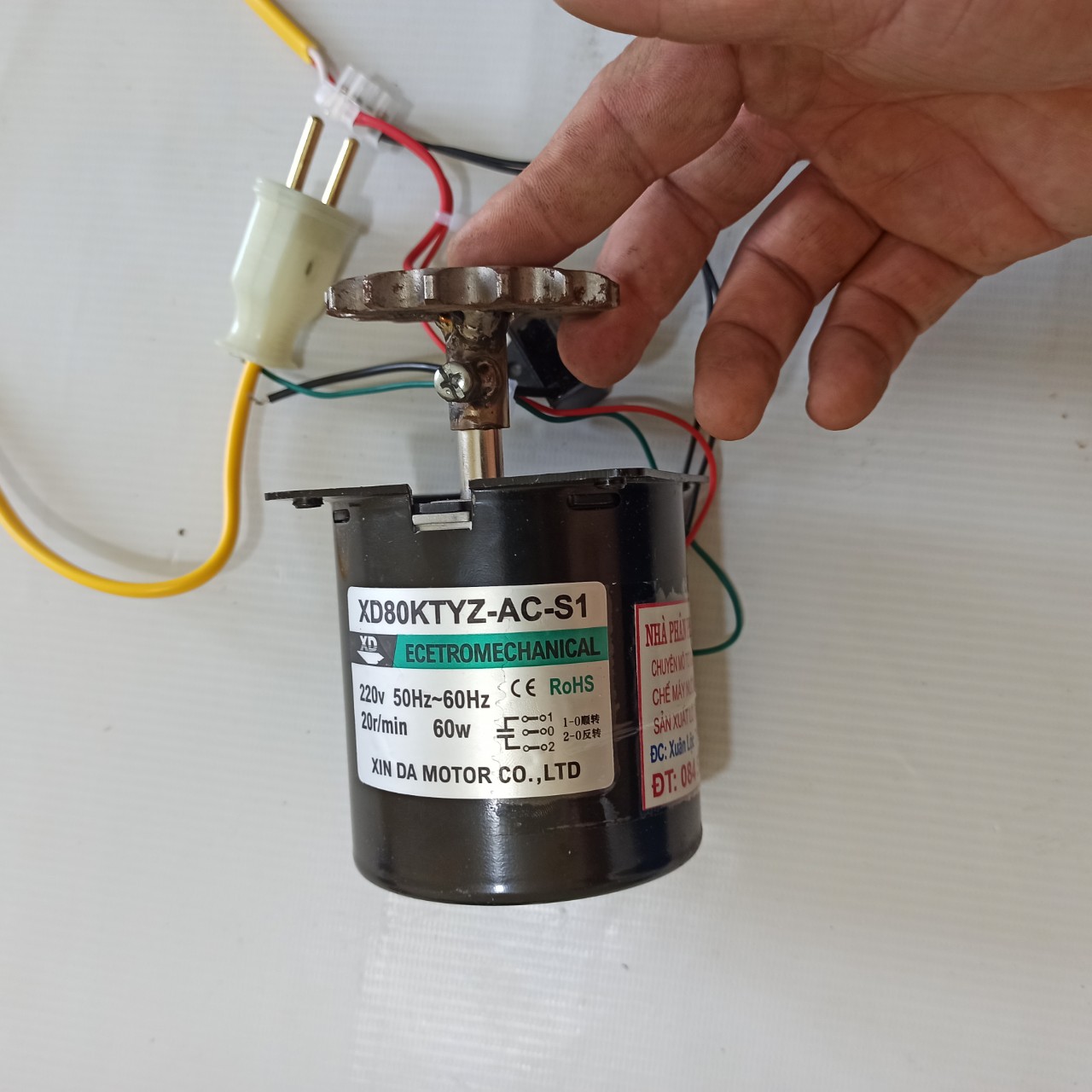 Mô tơ giảm tốc 220v-60w chế máy nướng, máy quay tự động