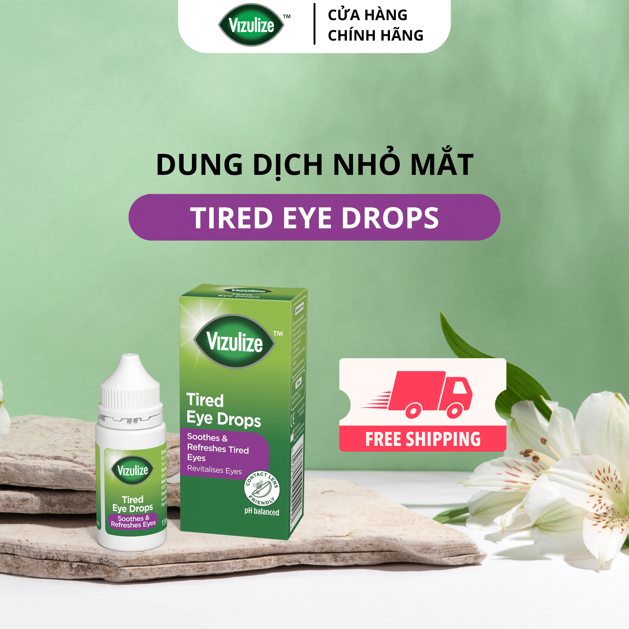 Lọ 15ml - Dung dịch nhỏ mắt Vizulize Tired Eye Drops giúp giảm mệt mỏi mắt 15ml