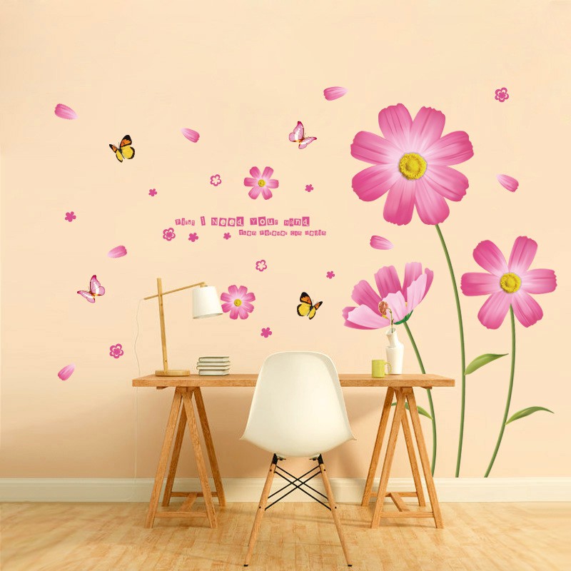Decal dán tường hoa hồng cánh mỏng