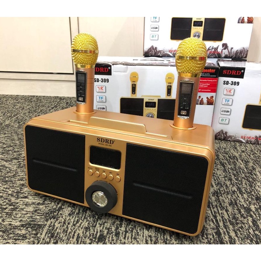 Loa karaoke bluetooth KEI K06, SDRD SD-306 plus mắt cú mèo - Mic không dây cực nhẹ, chuẩn chính hãng chất lượng cao