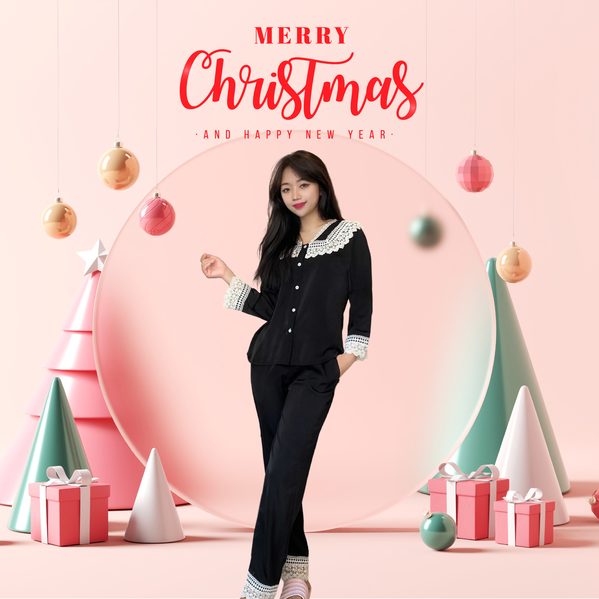Bộ đồ ngủ pijama lụa ngọc trai phối ren cao cấp elegant - bộ đồ ngủ nữ mặc nhà dài tay el2202
