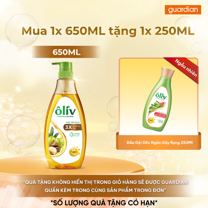 [Gift Quấn Kèm Ngẫu Nhiên] Dầu Tắm Dưỡng Ẩm 3X Oliv 650Ml Tặng Dầu Gội Ôliv 250Ml