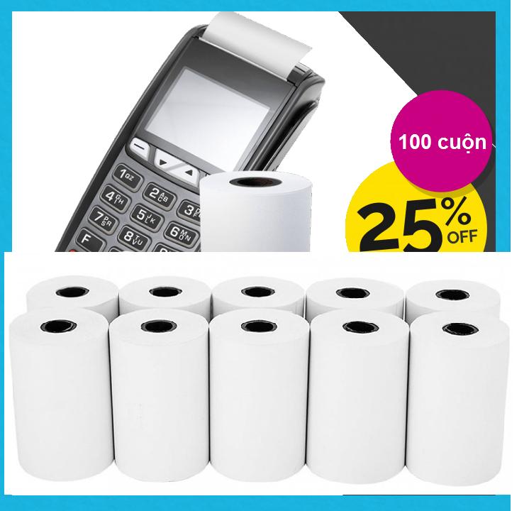 100 Cuộn Giấy In Bill K57 Phi 38 (57x38 mm) Chuyên dụng cho máy POS cầm tay in bill, in hóa đơn tính tiền