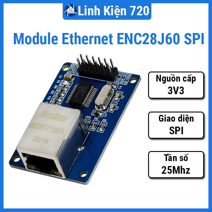 Module ethernet enc28j60 cổng rj-45 tích hợp và giao tiếp spi