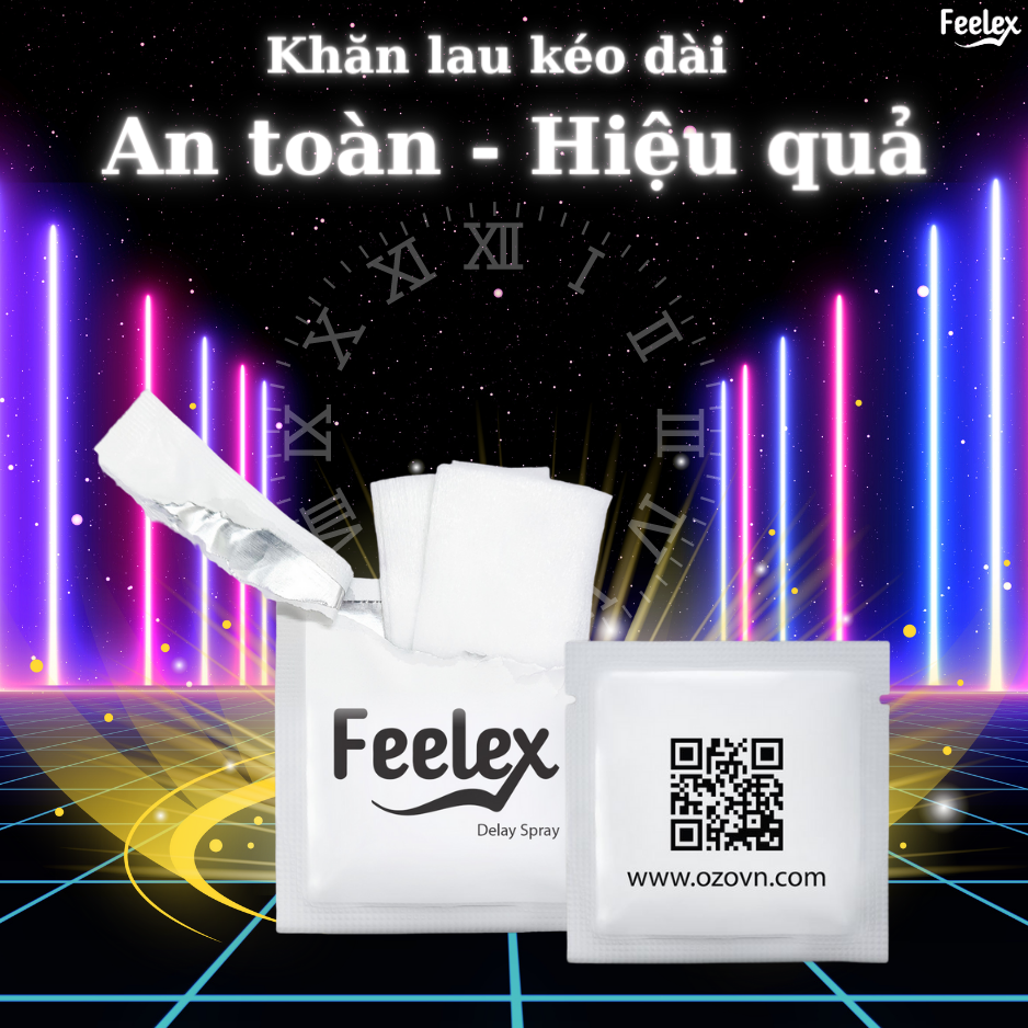 Khăn lau kéo dài Feelex, khăn lau sinh lí nam giới, sợi vải cao cấp, nhỏ gọn tiện lợi