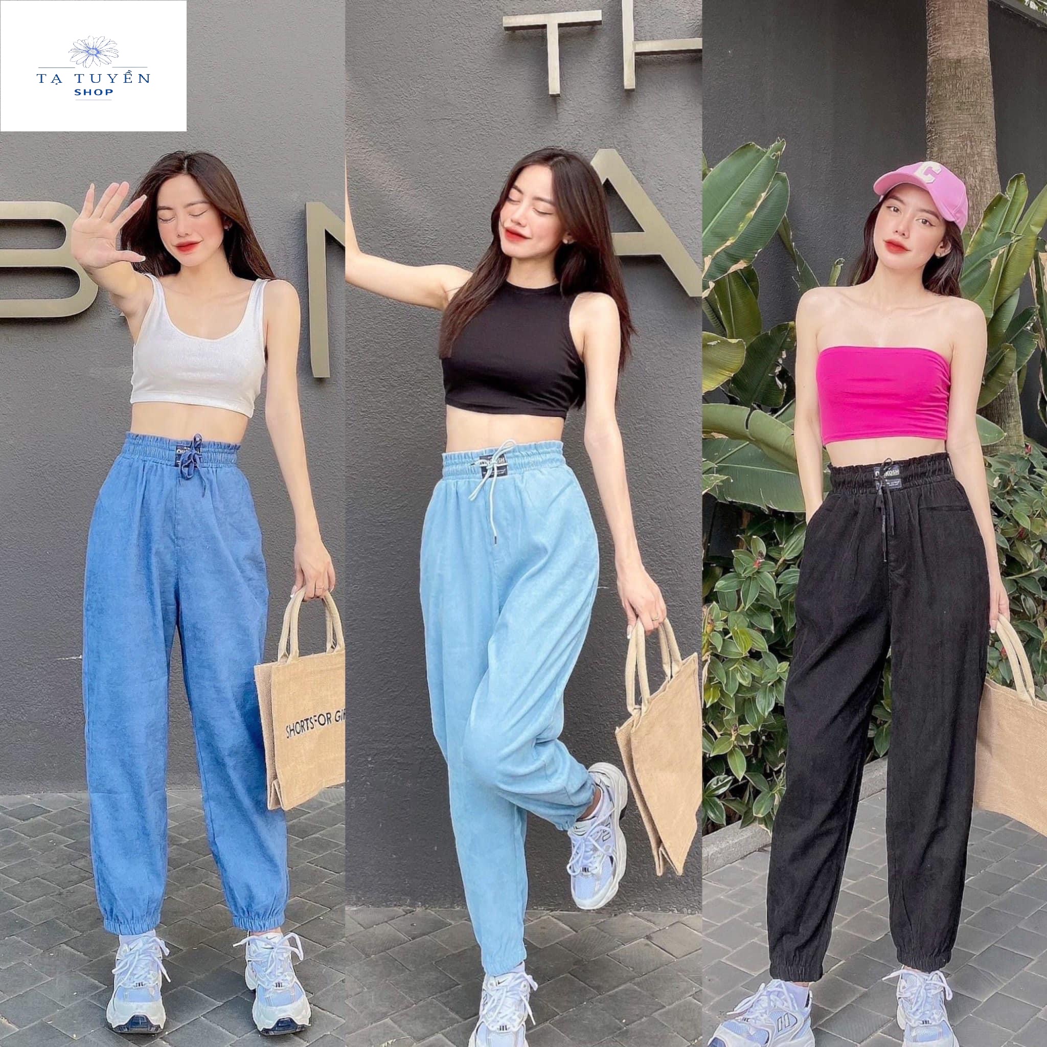 Quần jogger ống rộng bo chun len tăm nam nữ unisex