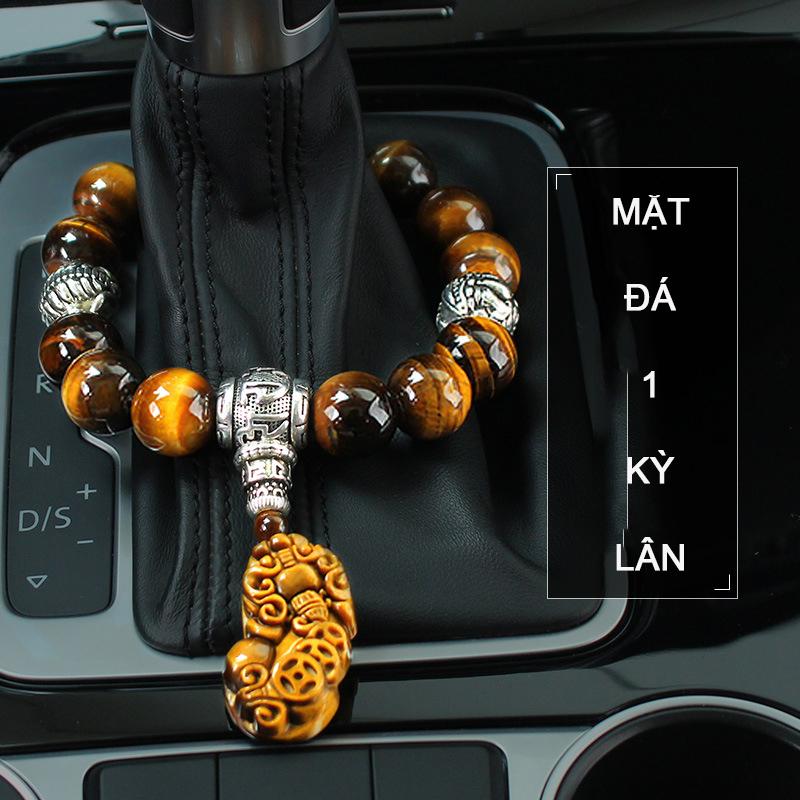 Vòng Phong Thủy Đá Mắt Hổ  Vàng Tâm Tự Nhiên 2 Mặt Tỳ Hưu Treo Cần Lái  Ô Tô, xe tải, bàn làm việc, phòng ngủ ,Đeo Tay- Phong Thuỷ Tài Lộc May Mắn Bình An