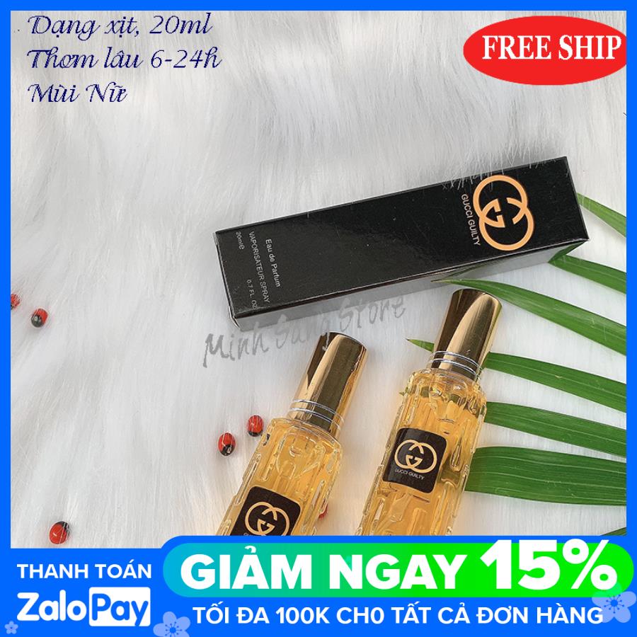 Combo 2 chai nước hoa nữ chiết pháp guitly vàng 20ml lưu hương 4-12h