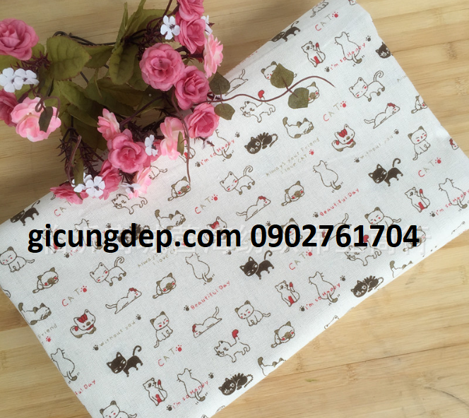 Vải canvas chụp ảnh sản phẩm mẫu mèo happy