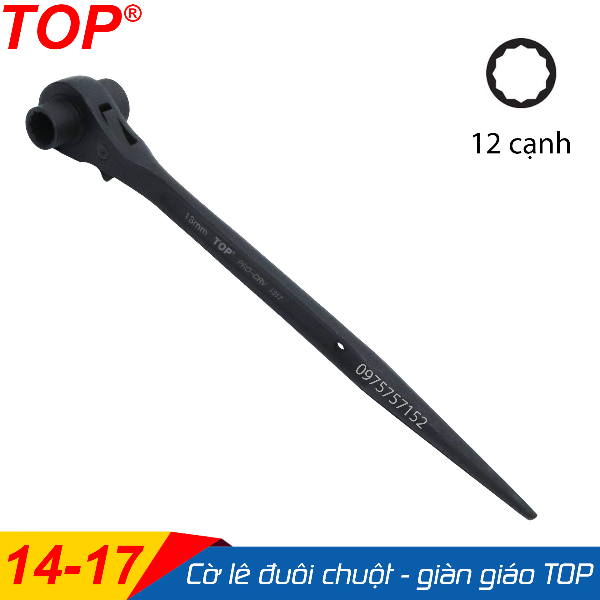 Cờ lê đuôi chuột 14-17mm, cờ lê giàn giáo tự động top thép pro-crv cao cấp