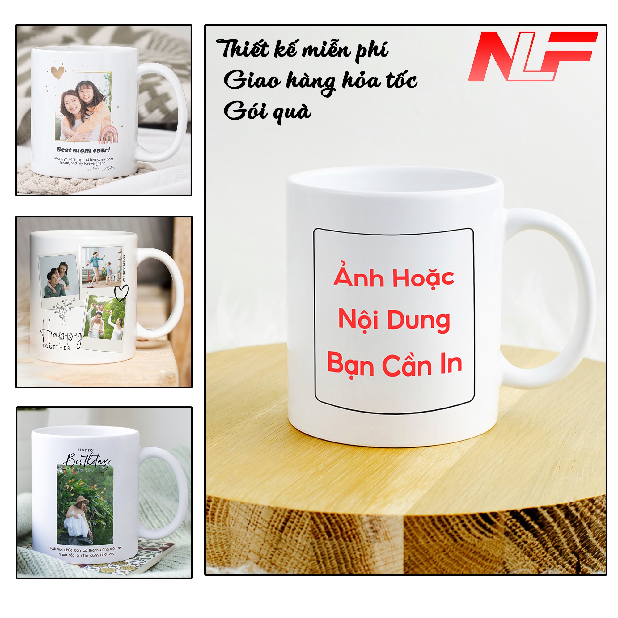 Ly sứ cốc sứ in ảnh theo yêu cầu, In hình, in logo, hỗ trợ thiết kế theo theo yêu cầu - NLF Store