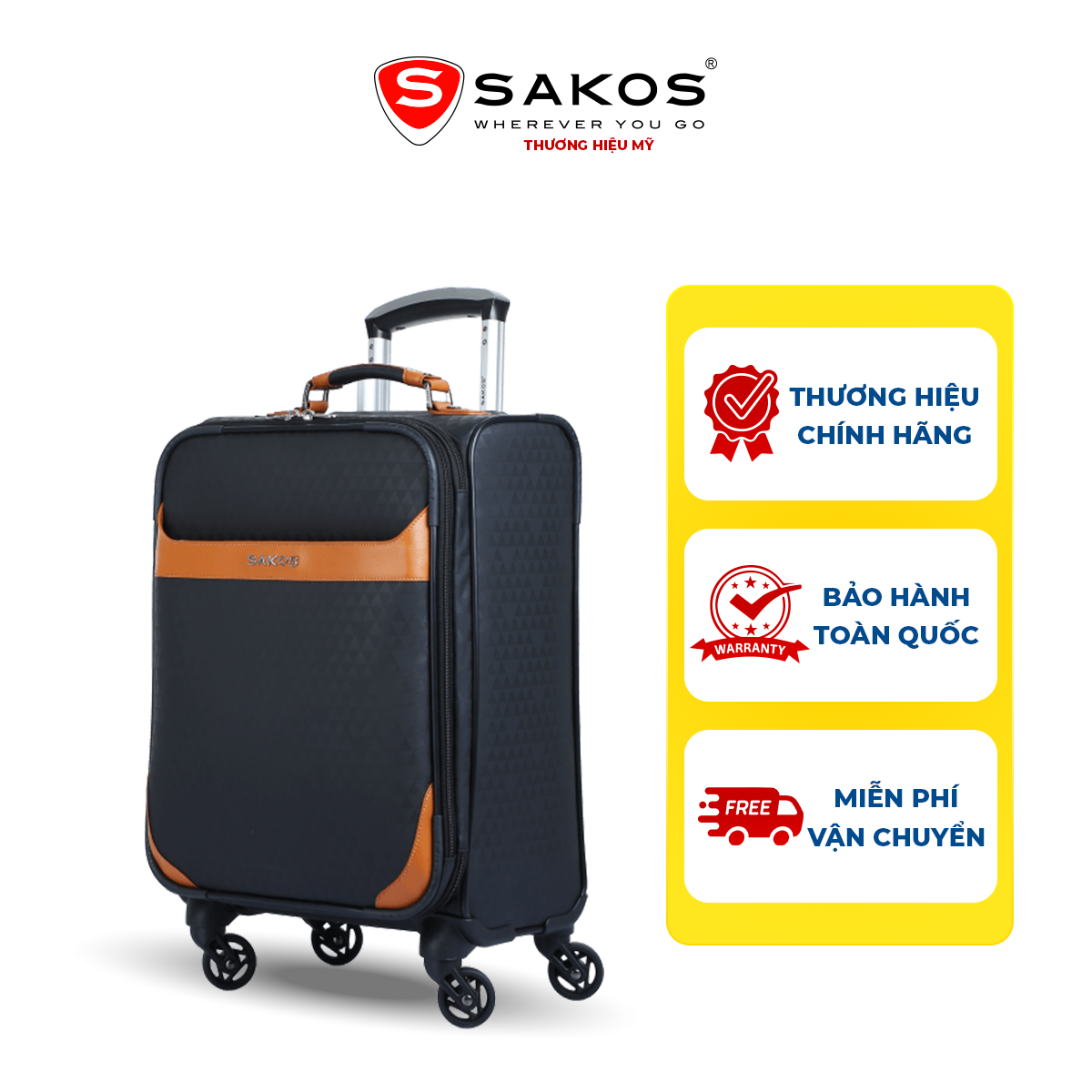Vali kéo doanh nhân cao cấp sakos lavista size xs, xách tay - thiết kế sang trọng, thời thượng, đẳng cấp doanh nhân thành đạt