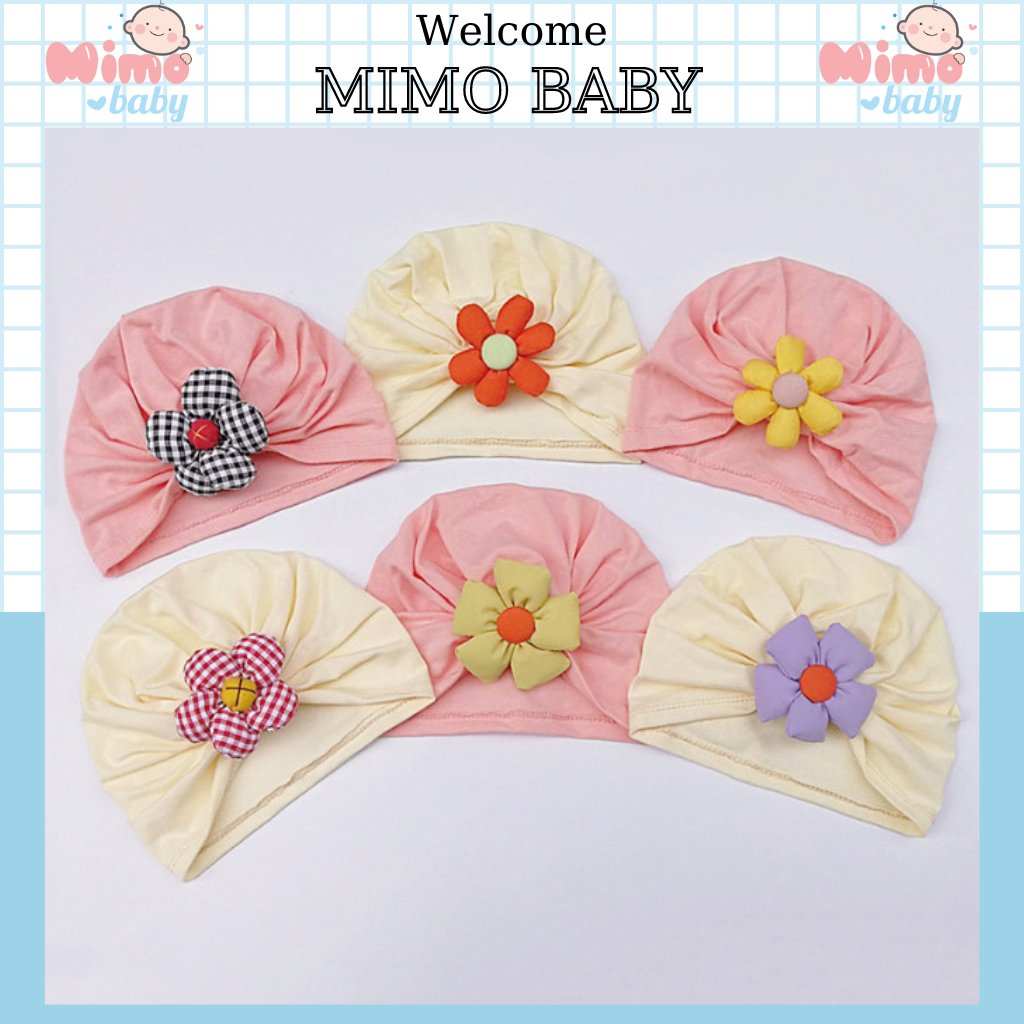 Mũ turban đính hoa phồng siêu xinh cho bé gái 6-24m MTB92 Mimo Baby
