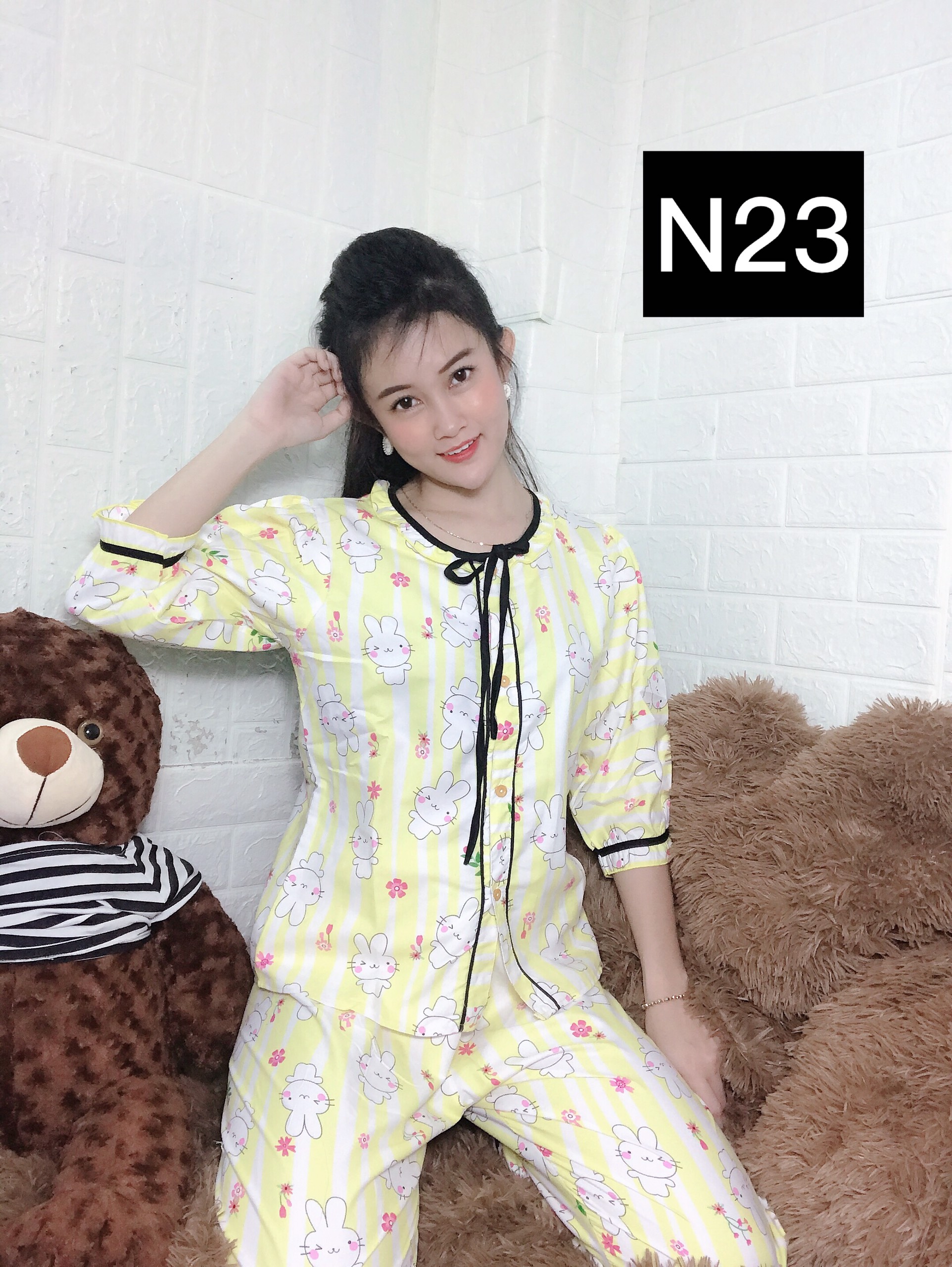 [HCM]Đồ Bộ Nữ Kate Thái Tay Lửng Cổ Nơ Đủ Họa Tiết Siêu Đáng Yêu- Kèm Hình Thật