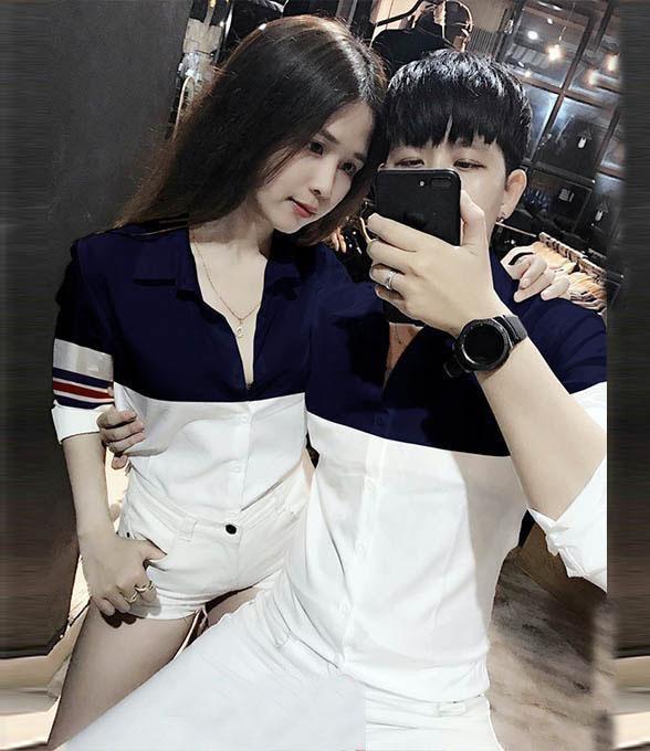 [HCM]Aó sơ mi cặp foom dáng hàn quốc (hơp với các tinh yêu yêu)