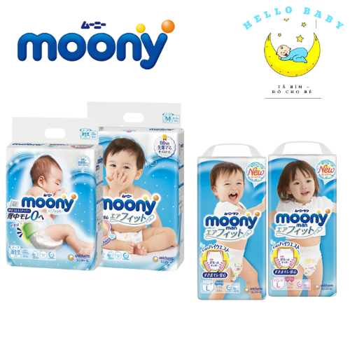 Tã bỉm MOONY XANH TIÊU CHUẨN nội địa Nhật NB90/S84/M64/M58/L54/L44/XL38