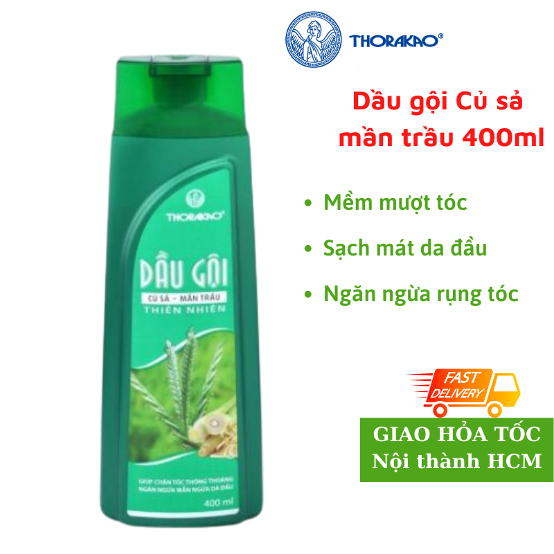 Dầu gội Thorakao Củ sả cỏ mần trầu 400ml mềm mượt tóc