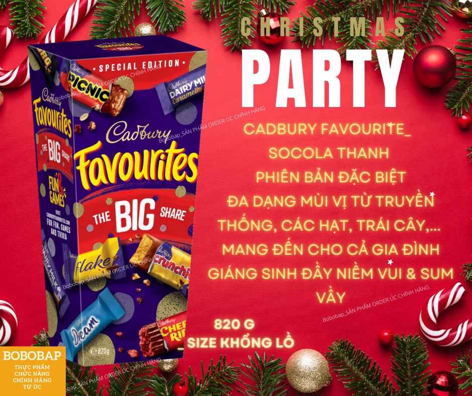 Socola cadbury favourites 334g/ 570g / 820g nhiều vị nhiều nhân