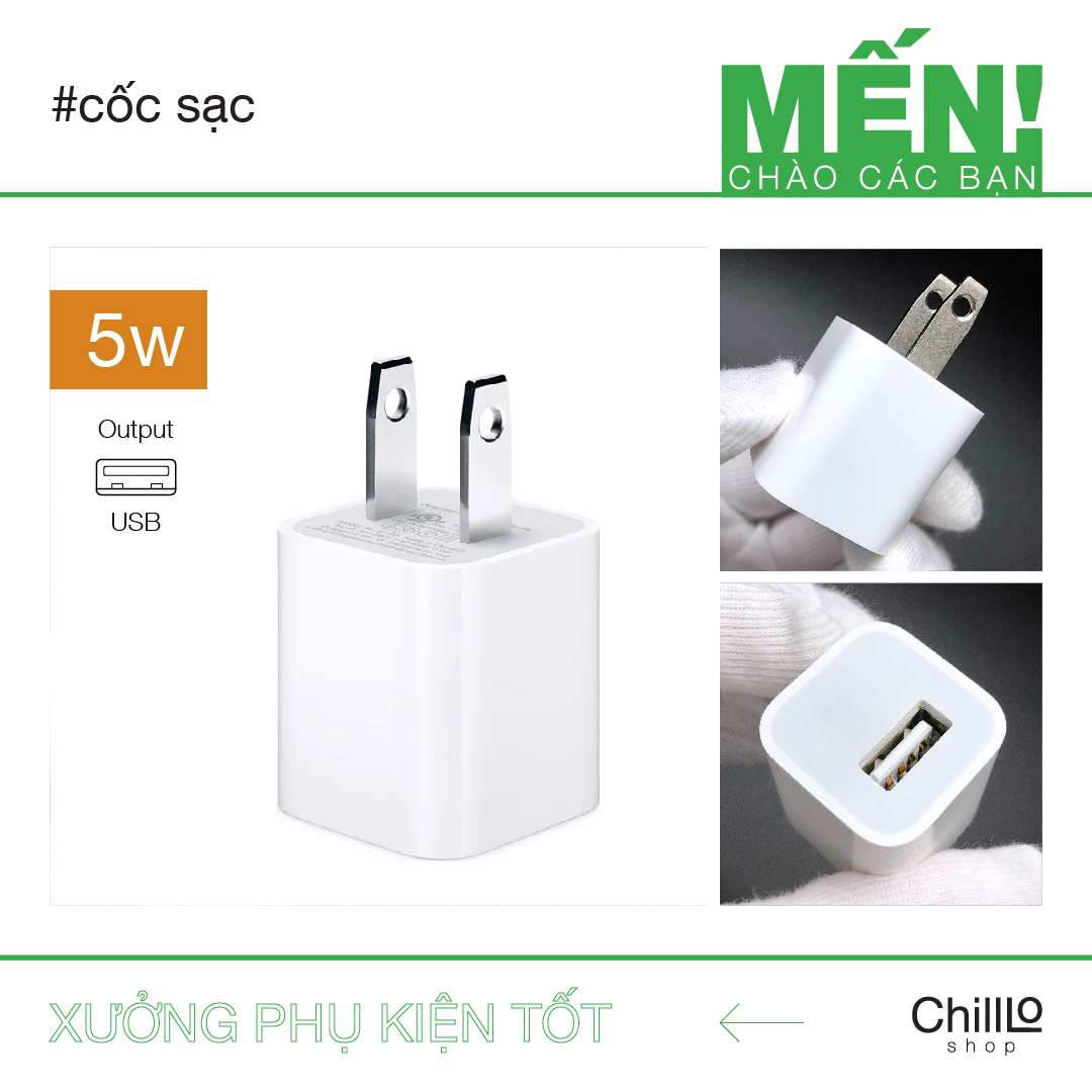 Củ sạc 5V-1A đầu ra USB 5W - Cốc sạc dành cho thiết bị điện tử, điện thoại, máy tính bảng, sạc dự phòng