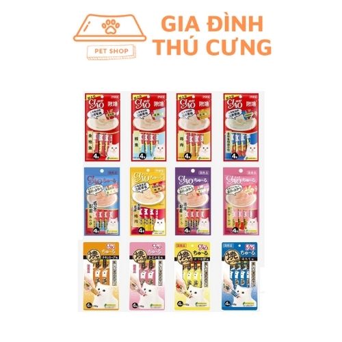 Combo 3 túi Súp thưởng Ciao Churu cho mèo - Pate Ciao Churu - 4 thanh/túi - Gia Đình Thú Cưng