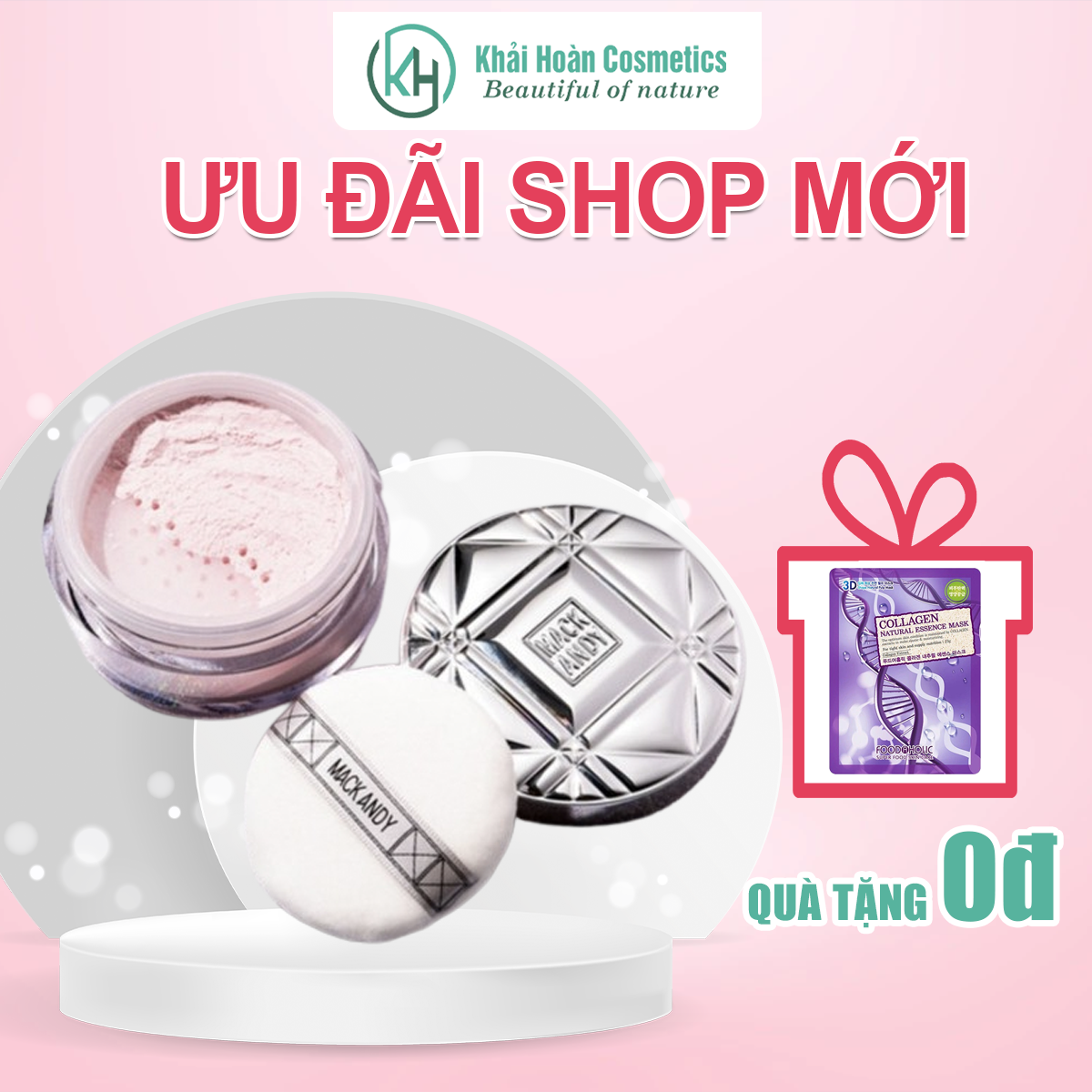 Phấn phủ kiềm dầu bắt sáng Mack Andy làm sáng da, cố định lớp makeup