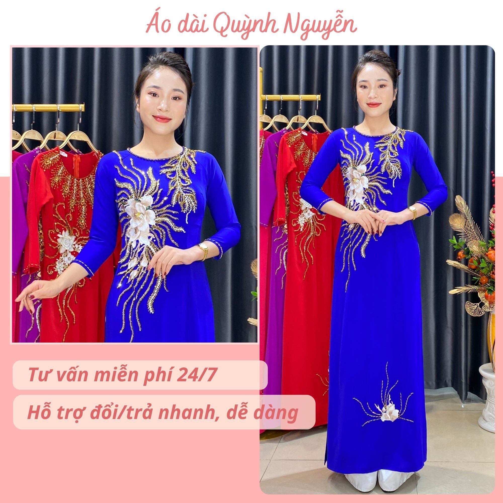 Áo dài, áo dài lụa nữ truyền thống lụa mỹ sang trọng quý phái MÃ D56