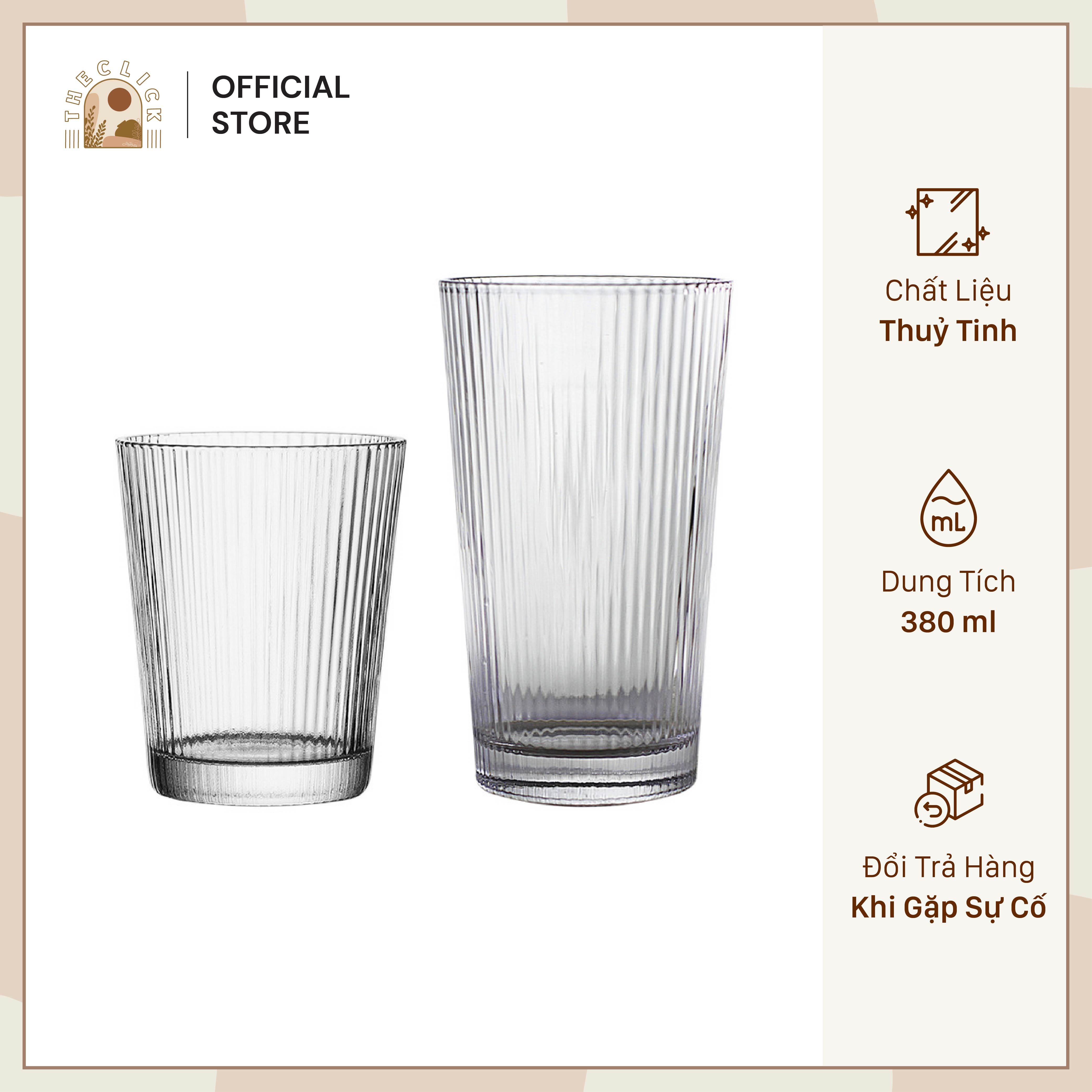 Cốc Latte Thủy Tinh Chịu Nhiệt Họa Tiết Sọc Vân Dọc Đáy Thon Gọn Phong Cách Hàn Quốc Cốc Cafe Trà Sữa Quà Tặng Cao Cấp