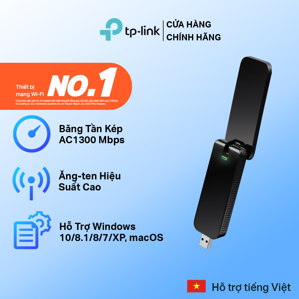 Bộ Chuyển Đổi USB Wifi TP-Link Archer T4U Băng Tần Kép AC1300 - Hãng phân phối chính thức