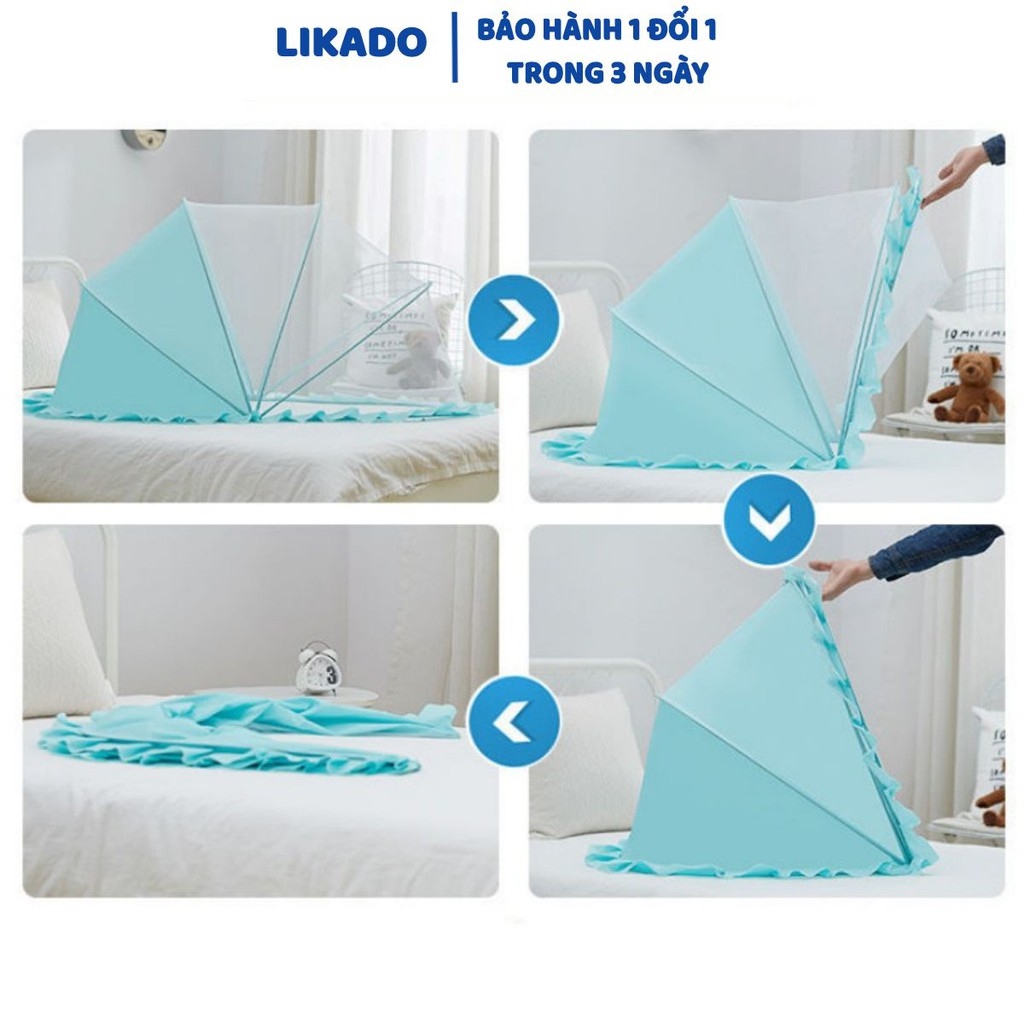 new likado màn chụp cho bé gấp gọn dùng cho giường cũi nôi tiện lợi xanh 1
