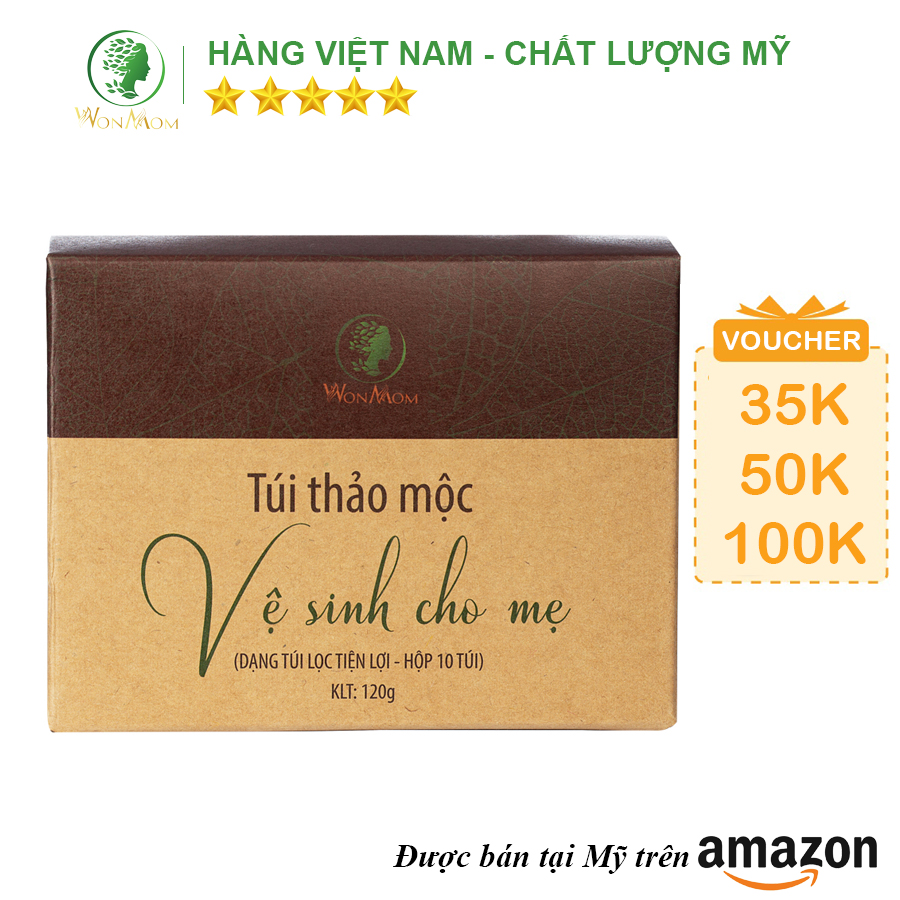 Túi Thảo Mộc Vệ Sinh Cho Mẹ Sau Sinh, Xông Vùng Kín Thơm Tho Wonmom ( 10 Túi/Hộp )