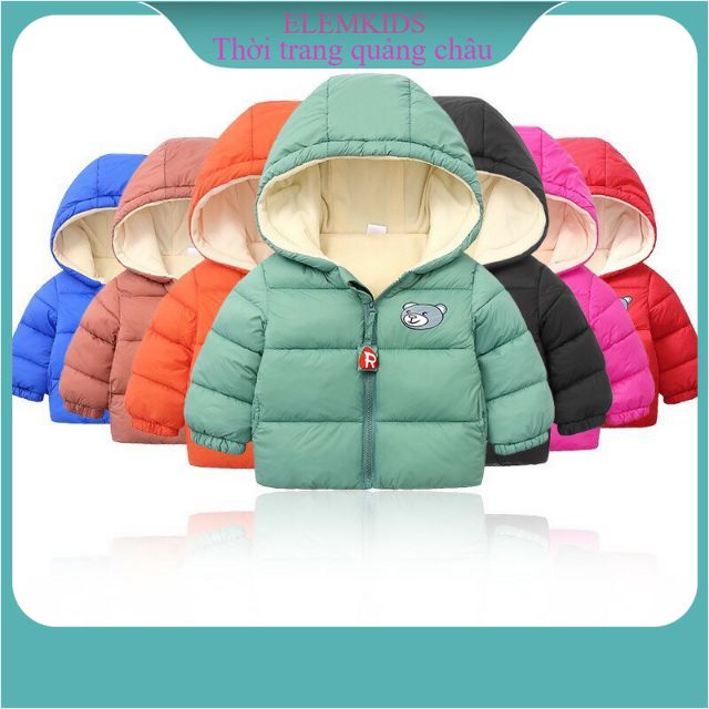 Áo khoác trẻ em, áo phao gấu lót nỉ quảng châu loại 1 cho trẻ em từ 9_30kg