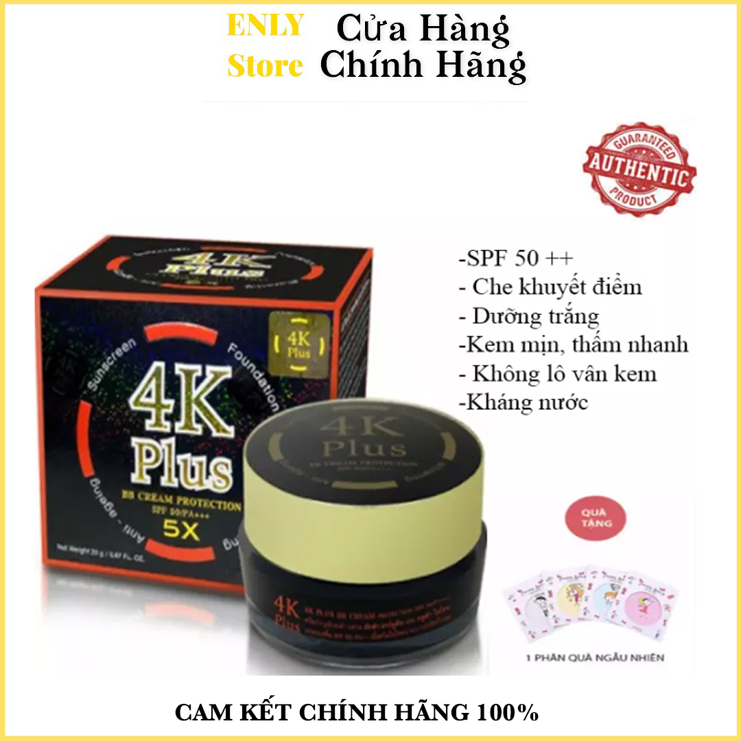 Kem chống nắng 4K plus 5X BB Cream SPF 50++ Dưỡng Trắng Che Khuyết Điểm Kháng Nước Mịn Màng Hàng Thái Lan Hộp 20Gr