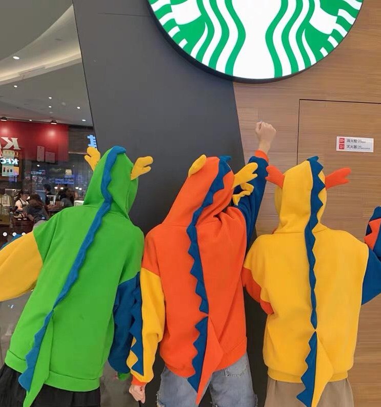 Áo khoác hoodies nỉ nam nữ hình khủng long có đuôi hai lớp cực hot