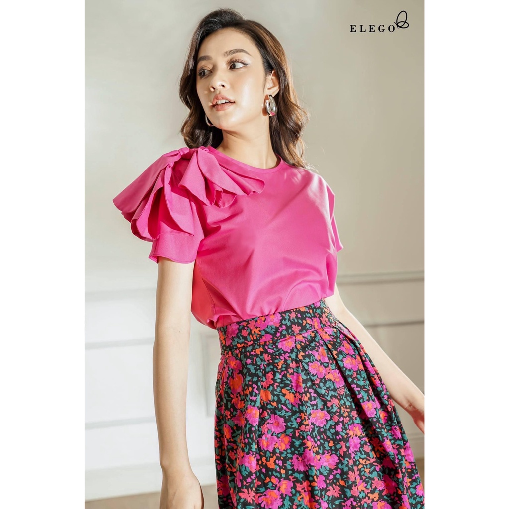 Set áo hồng cánh sen Chân váy hoa nhí sang chảnh