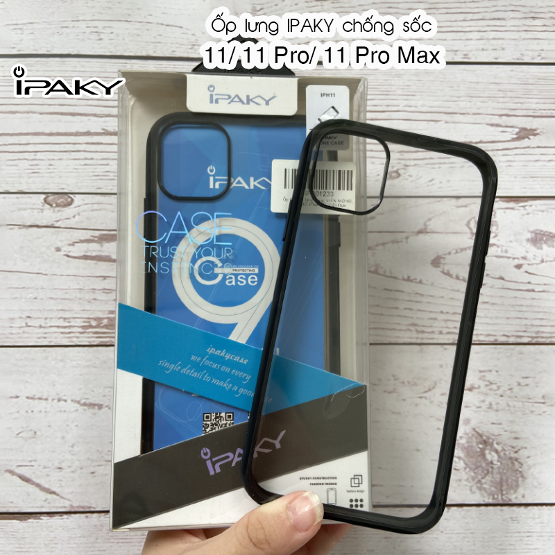 |hỏa tốc hcm| ốp lưng ipaky iphone 11/ 11 pro/ 11 pro max - mặt lưng trong, viền màu mỏng